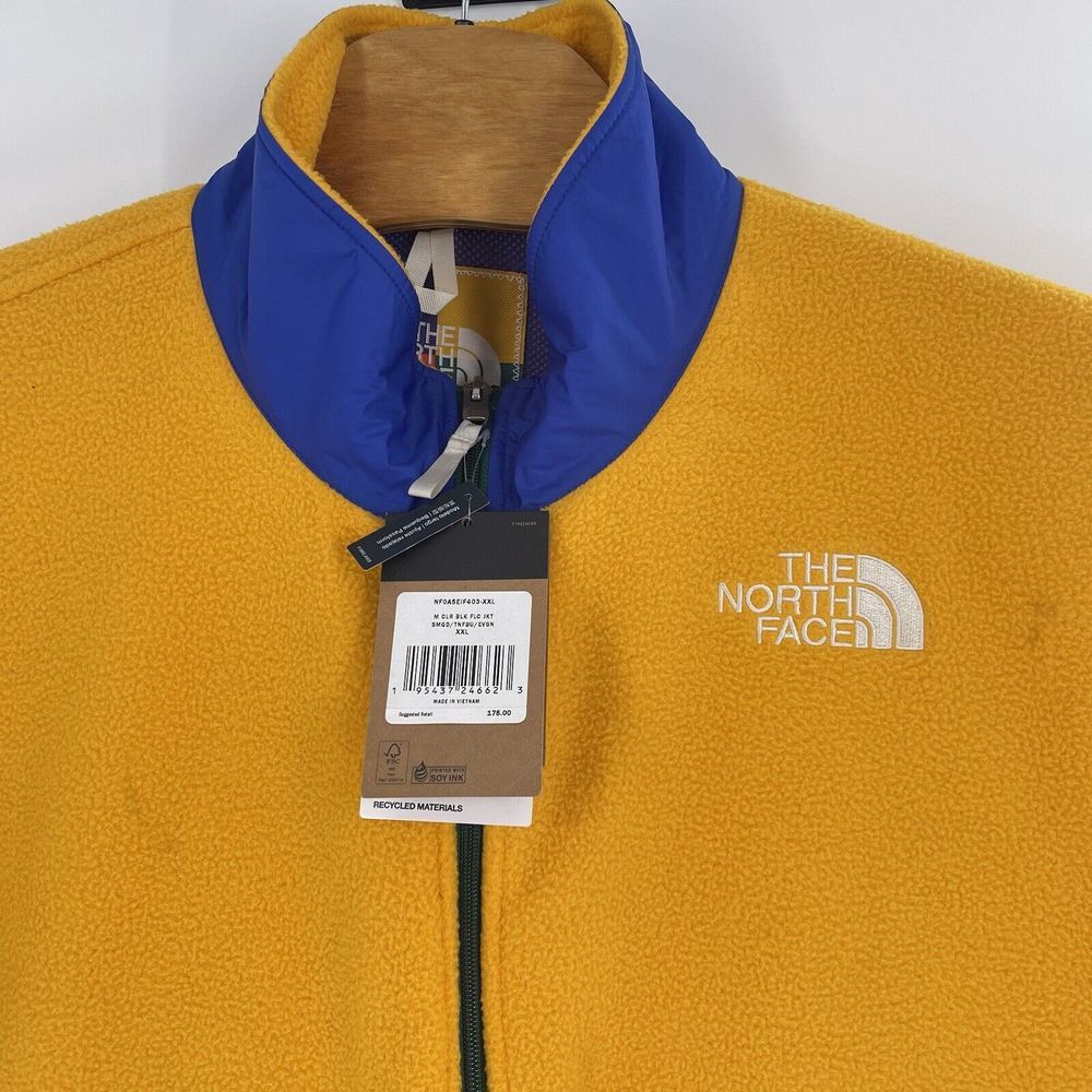 The North Face Mens XXL Gold COLOR BLOCK Full Zip Soft Fleece Jacket RARE - NEW! - Picture 4 of 8